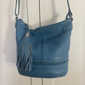 Brighton Blue Hobo Bag with Tassel and Studs
